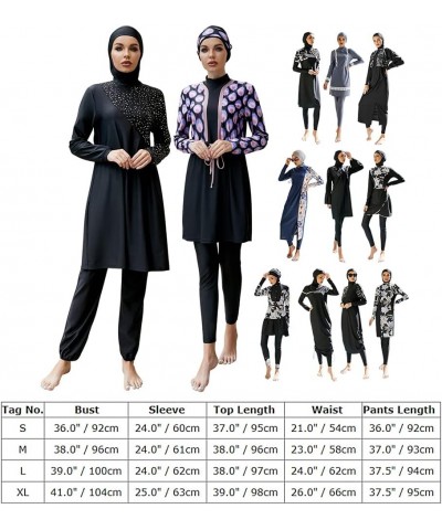 Modest Women Muslim Swimwear Full Coverage Long Sleeve Swimsuit Hijab 3pcs Burkini Islamic Bathing Suit Black 08 $19.27 Swims...