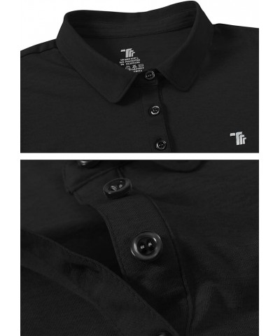 Women Golf Shirts Dry Fit Short Sleeve Moisture Wicking Collared Polo Shirts Tops 4 Button Black $10.50 Shirts