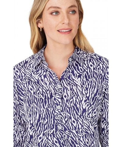 Women's Journey Long Sleeve Little Zebra Blouse Navy Multi $30.11 Blouses