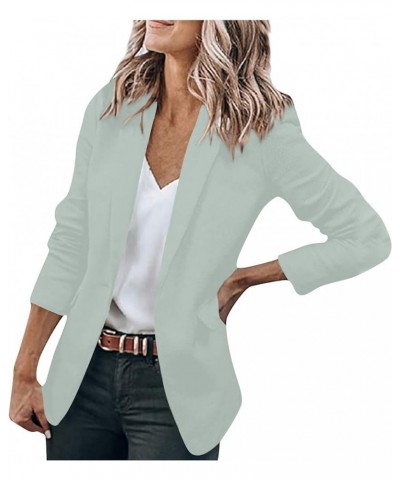 Costs for Women Lapel Open Front Work Blazer Long Sleeve Jackets Office Solid Color Cardigan with Pockets 02-light Gray $23.5...