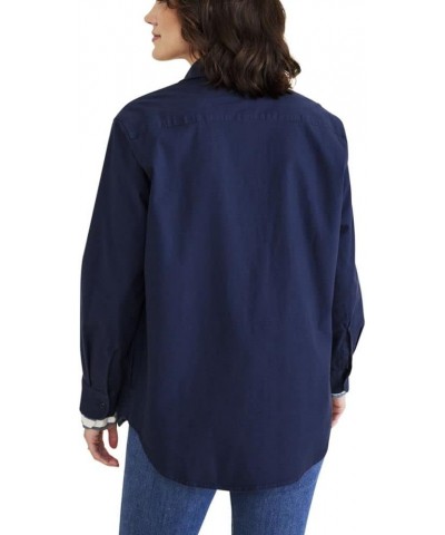 Women's Relaxed Fit Long Sleeve Shirt Jacket Navy Blazer (Canvas) $11.40 Jackets