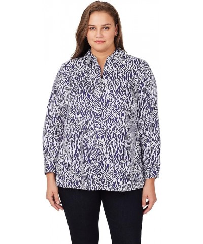 Women's Journey Long Sleeve Little Zebra Blouse Navy Multi $30.11 Blouses