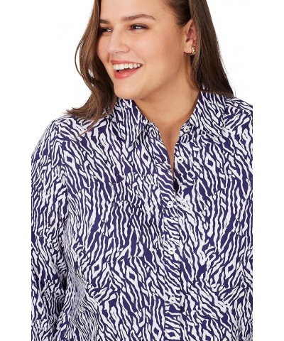 Women's Journey Long Sleeve Little Zebra Blouse Navy Multi $30.11 Blouses