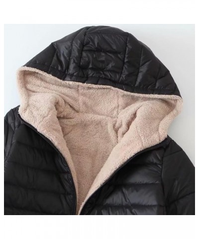 Women's Hooded Long Puffer Jacket Fleece Lined Down Coat Lightweight Down Coat With Hood 2 Black $16.79 Jackets