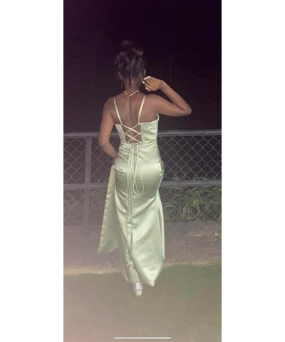 Women's Satin Prom Dress Long with Slit Ruched Mermaid Evening Gowns Formal Dress Yellow $38.42 Dresses