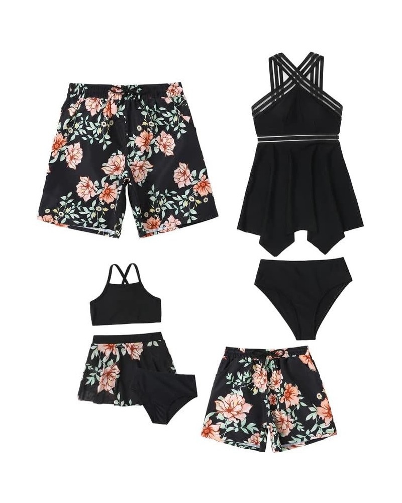 Family Matching Swimsuit Sets Plus Size High Waisted Two Piece Bikini Sets for Women Matching Swimwear for Boys Girls Women M...