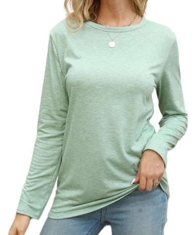 Women Long Sleeve Tops Shirts Tunic Causal Fall Round Neck Fashion Basic Tee Green $8.32 T-Shirts