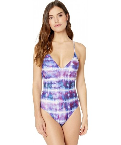 Women's Tie Back One Piece Swimsuit Color Chaser Blue $37.95 Swimsuits