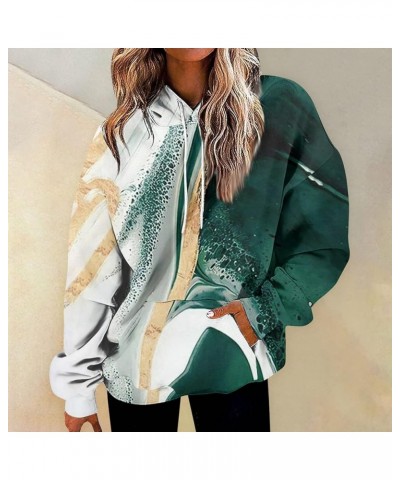 Hoodies For Women,Women'S Trendy Print Oversized Hooded Pullover Casual Cozy Fall Top With Pockets Graphic Tunic 1-dark Green...