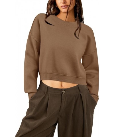 Women's Cropped Sweater Fall Fashion 2023 Batwing Long Sleeve Crewneck Side Slit Oversized Knit Pullover Jumper Tops Khaki $1...