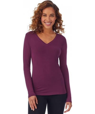 Softwear with Stretch Long Sleeve V-Neck Grape $14.05 Underwear