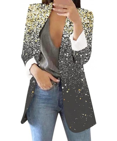 Women's Lightweight Blazer Jackets Casual Lapel Long Sleeve Blazer Suits for Work Boyfriend Blazers for Women X11 gold $12.38...