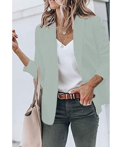 Costs for Women Lapel Open Front Work Blazer Long Sleeve Jackets Office Solid Color Cardigan with Pockets 02-light Gray $23.5...