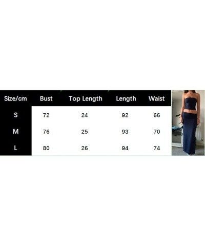 2 Piece Outfits for Women Knit 2pcs Tube Top and Bodycon Maxi Skirt Set Summer Stripe Crochet Sets Beachwear Black $9.43 Suits