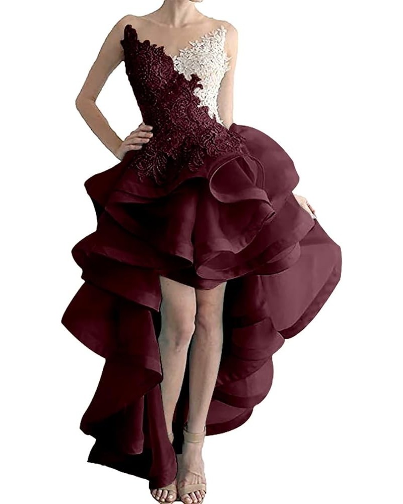 Tulle Prom Dresses Lace Applique Homecoming Dresses for Teens Performanc Quinceanera Dresses Burgundy $50.34 Dresses