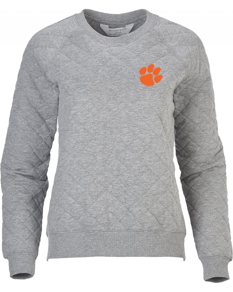 Women's NCAA Team Logo Quilted Crew Clemson Tigers Grey $8.71 Activewear