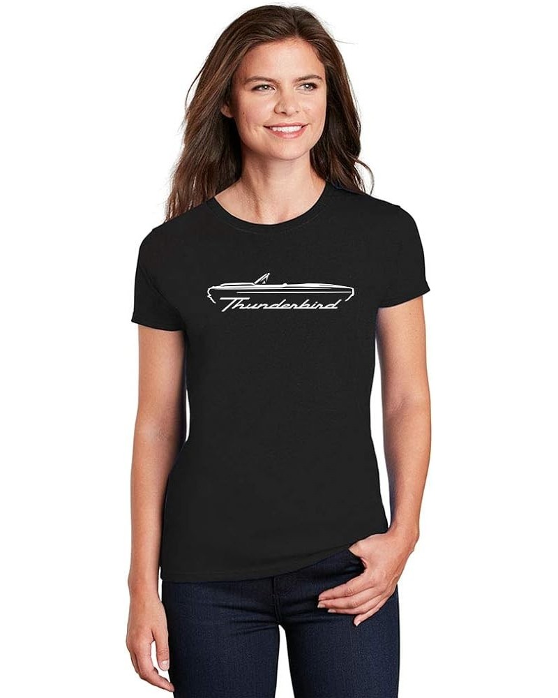 1964 1965 1966 Ford Thunderbird Convertible Classic Outline Design Ladies Cotton Tshirt Black $10.25 T-Shirts