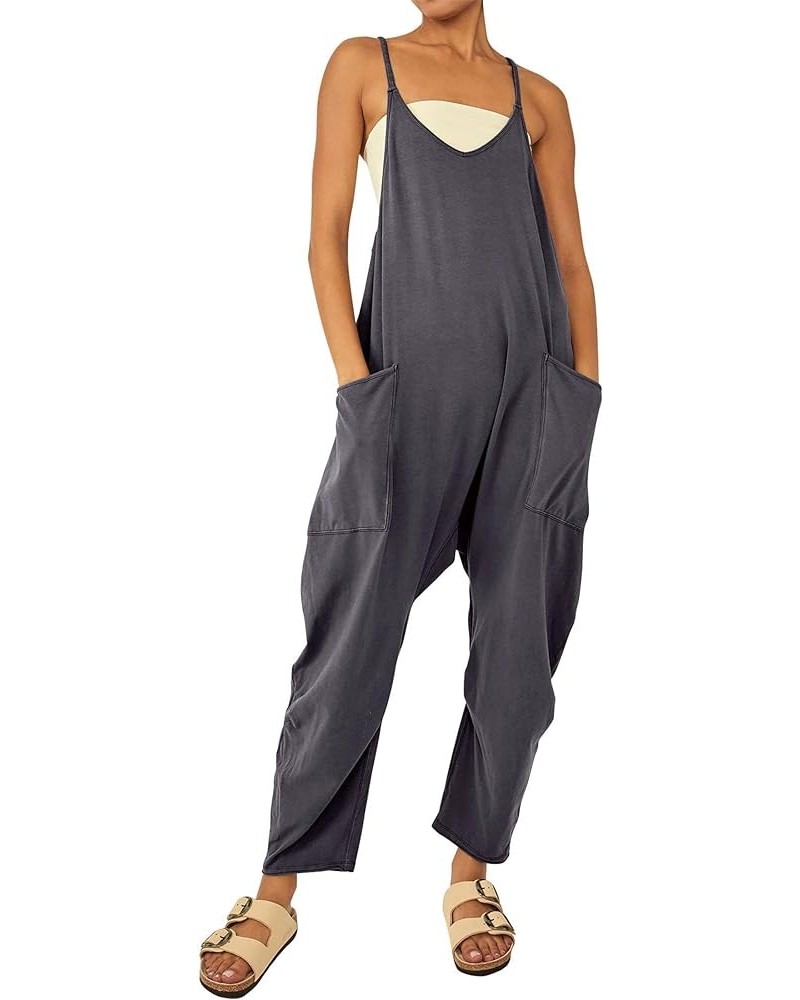 Jumpsuits for Women Casual Summer Rompers Sleeveless Loose Spaghetti Strap Baggy Overalls Long Pants Black $14.88 Overalls