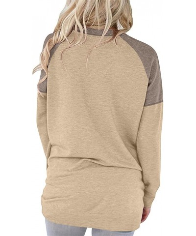 Womens Pocket Shirts Pullover Sweatshirt Loose Fit D Q-beige $12.54 Hoodies & Sweatshirts