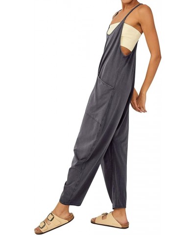 Jumpsuits for Women Casual Summer Rompers Sleeveless Loose Spaghetti Strap Baggy Overalls Long Pants Black $14.88 Overalls