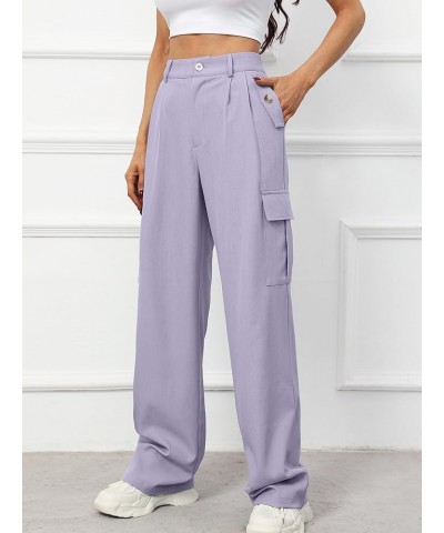 Women's Wide Leg Dress Pants with Pockets Lightweight High Waisted Adjustable Tie Knot Loose Lounge Trousers B06-purple $14.9...