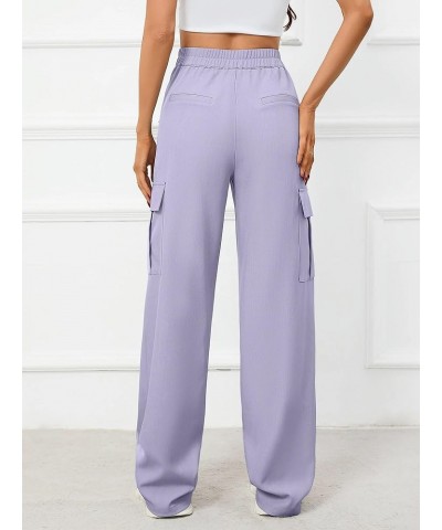 Women's Wide Leg Dress Pants with Pockets Lightweight High Waisted Adjustable Tie Knot Loose Lounge Trousers B06-purple $14.9...