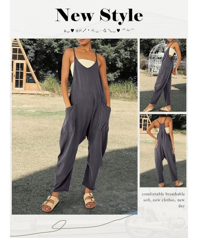 Jumpsuits for Women Casual Summer Rompers Sleeveless Loose Spaghetti Strap Baggy Overalls Long Pants Black $14.88 Overalls