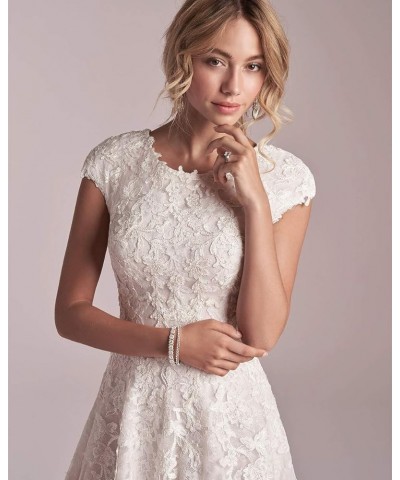 Women's Elegant Lace Beach Wedding Dresses for Bride 2024 with Sleeves Wedding Bridal Gowns YZTS014 A Ivory $60.63 Dresses