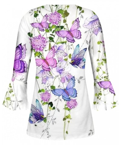 Womens Tops 3/4 Sleeve Summer Floral Tops Vneck Waisted Slim Fit Half Sleeve Tshirts Dressy Shirts Fall Blouse Purple $5.93 S...