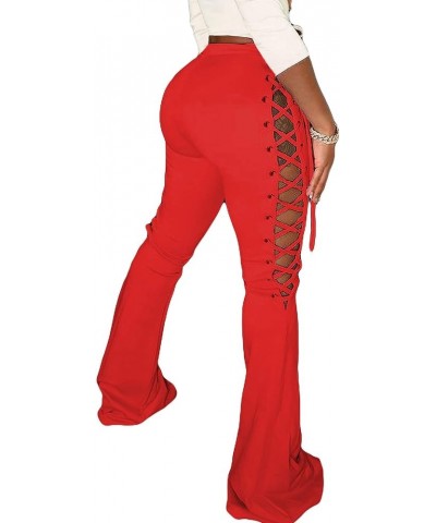 Women Plus Size Ripped High Waisted Jeans Stretch Skinny Tassel Denim Long Pants Red $12.90 Pants