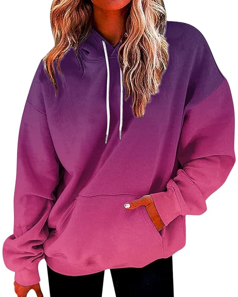 Hoodies for Women Trendy Oversized Sweatshirts Casual Pullover Fall Comfy Stretch Lightweight Classic Tops Hot Pink-n $5.89 S...