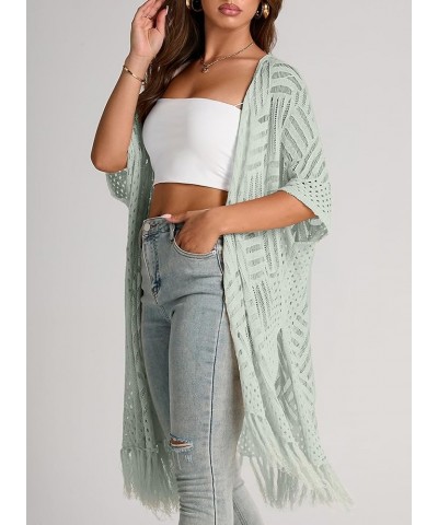 Women's Open Front Knit Sheer Cardigans Summer Boho Lightweight Kimono Cover Ups Gray $17.15 Sweaters