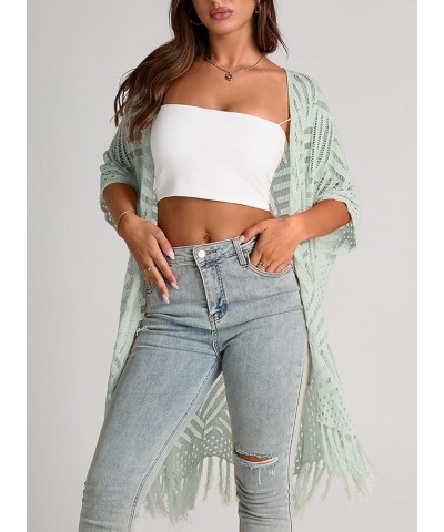 Women's Open Front Knit Sheer Cardigans Summer Boho Lightweight Kimono Cover Ups Gray $17.15 Sweaters