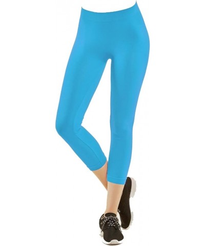 Nylon Spandex Womens Capri Leggings Aqua $8.11 Leggings