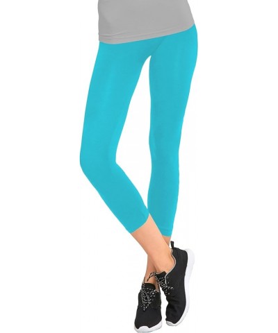 Nylon Spandex Womens Capri Leggings Aqua $8.11 Leggings