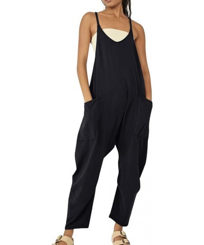 Jumpsuits for Women Summer Dressy Casual Sleeveless Bib Overalls Adjustable Strap Wide Leg Rompers with Pockets B03-black $6....