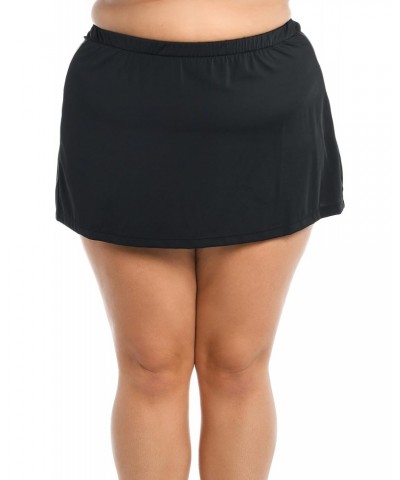 Women's Plus Size Mid Rise Skirted Bikini Swimsuit Bottom, Black, 24 $15.99 Swimsuits