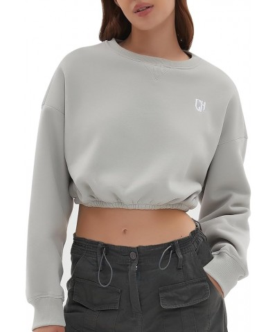 Women Oversized Cropped Sweatshirt Fleece Crewneck Pullover Long Sleeve Crop Tops Fall Winter Oufits Clothes Cool Grey $11.75...