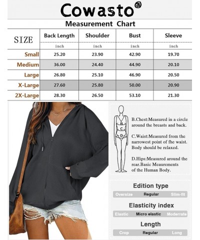 Women's Casual Zip Up Hoodie Jacket Long Sleeve Waffle Hooded Sweatshirt With Pockets AMN01460-2 0 Dark Grey $17.53 Hoodies &...