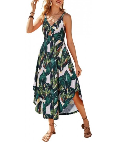 Women's Summer Maxi Dresses 2024 Spring Sundressess Beach Vacation Hawaiian Tropical Outfit Floral Clothes Palm Leaves $17.08...