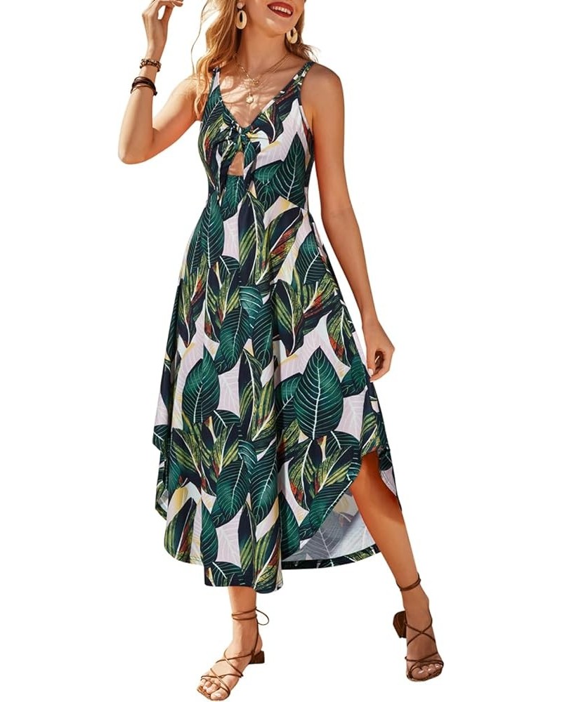 Women's Summer Maxi Dresses 2024 Spring Sundressess Beach Vacation Hawaiian Tropical Outfit Floral Clothes Palm Leaves $17.08...