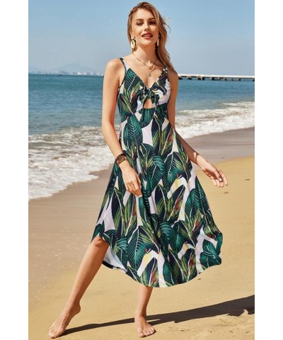 Women's Summer Maxi Dresses 2024 Spring Sundressess Beach Vacation Hawaiian Tropical Outfit Floral Clothes Palm Leaves $17.08...