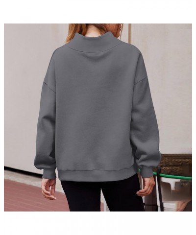 Womens Sweatshirt Turtleneck Long Sleeve Top Fleece Pullover Turtle Neck Shirts for Women Button Collar Sweatshirts C06-gray ...