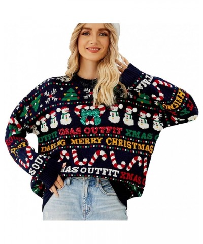 Women's Christmas Cardigan Sweaters 2023 Open Front V-Neck Long Sleeve Button Jackets Warm Ugly Christmas Kintwear Z2-blue $1...