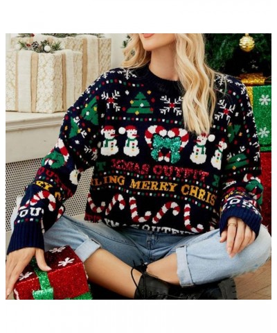 Women's Christmas Cardigan Sweaters 2023 Open Front V-Neck Long Sleeve Button Jackets Warm Ugly Christmas Kintwear Z2-blue $1...