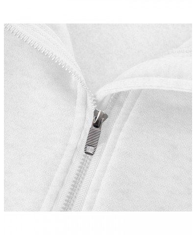 Zip Up Hoodies for Women Kangaroo Pocket Fleece Cropped Half Zip Pullover Y2k Fall Trendy Sweatshirt with Thumb Hole A-white ...