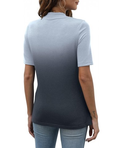 Womens Tops Mock Turtleneck Short Sleeve Dressy Casual Business Blouses J-ombre Grey $11.59 Blouses