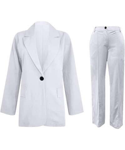 Blazer Sets for Women 2 Piece Outfits Open Front Blazers and Pants Work Office Suits Solid Business Casual Outwear White $14....