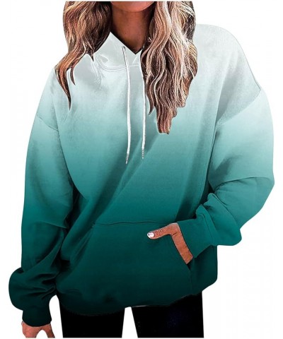 Women's Hoodies 2023 Gradient Long Sleeve Casual Oversized Sweatshirts Loose Fit Drawstring Trendy Pullover Tops 21 Army Gree...