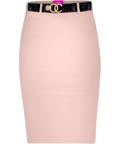 Stretchy Pull on Pencil Skirt for Women with Pockets and Belt Stone $13.20 Skirts